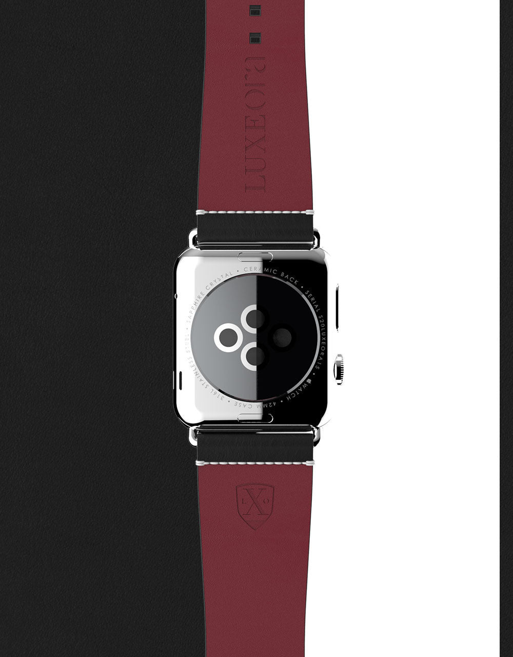 Apple Watch Luxury Leather Element Band 42 Onyx by Luxeora